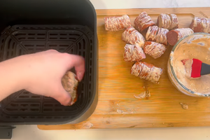 coating kielbasa bites in sauce