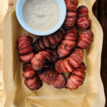 kielbasa bites on a tray